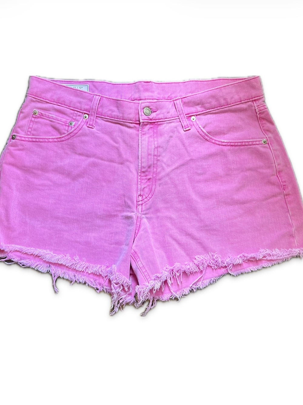 Gap Pink Low Stride Frayed Hem Denim Jean Shorts Size 31/12
